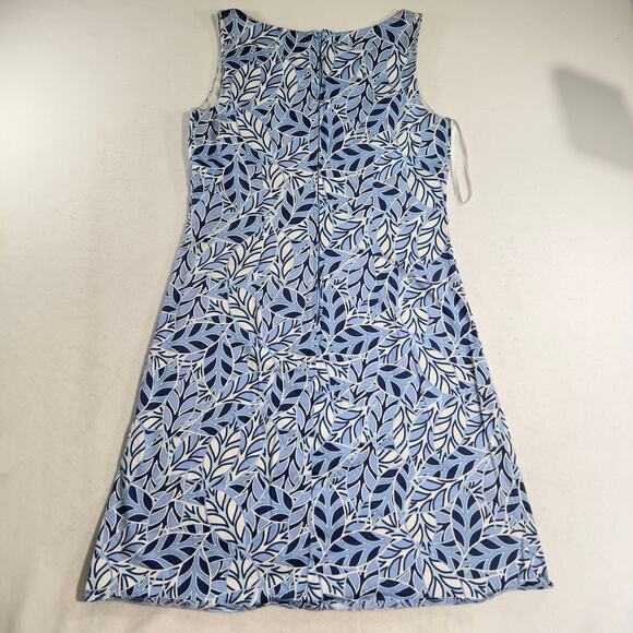 Bay Studio Mini Dress Sz 8 Blue White Floral Back Zip Pleat Detail Resort Cruise - Picture 4 of 11